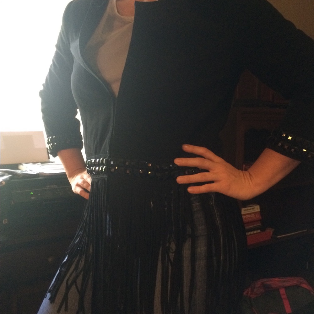 Piperlime Suede Fringed Jacket w/Embellishments